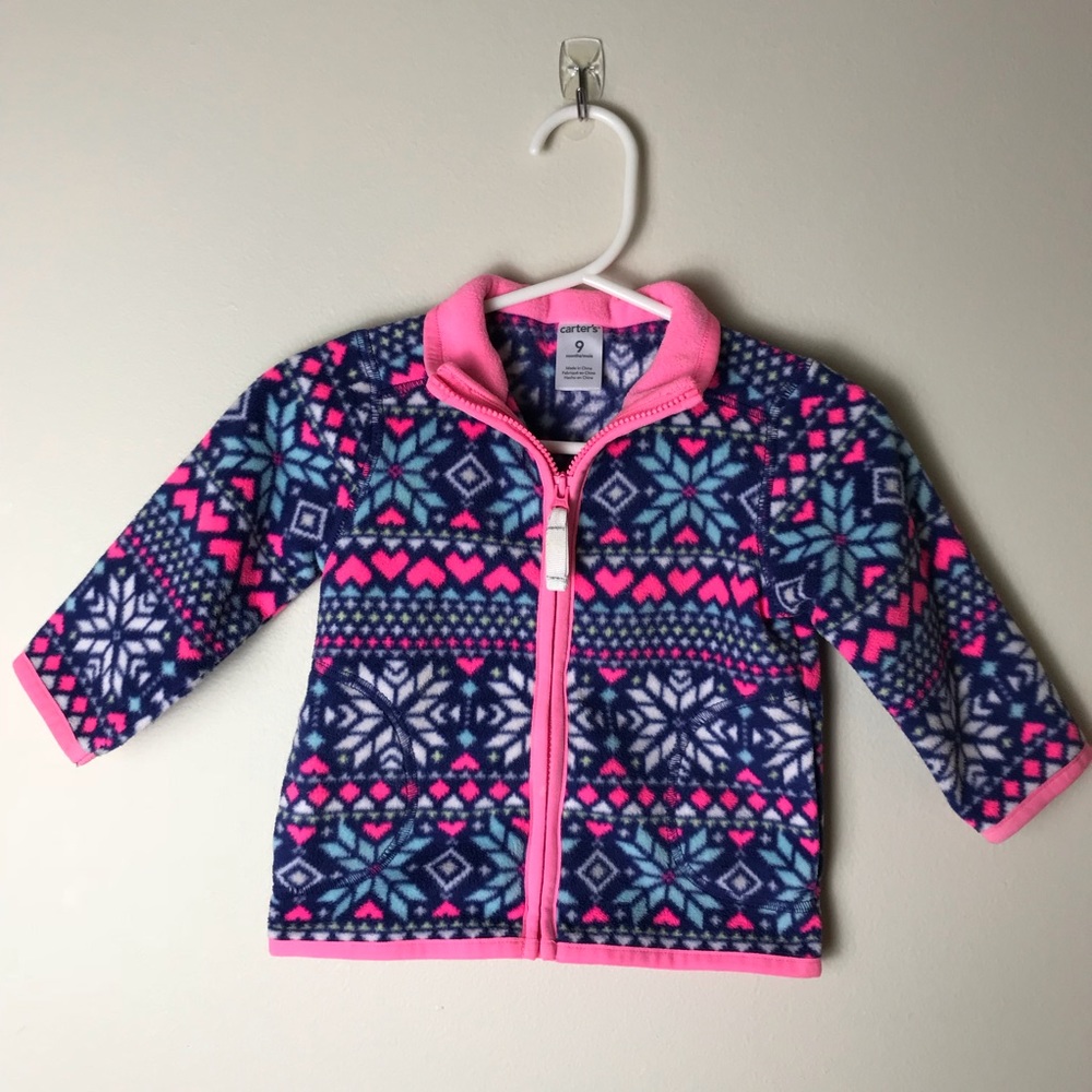 Baby Girl Fair Isle Fleece Zip Up Jacket